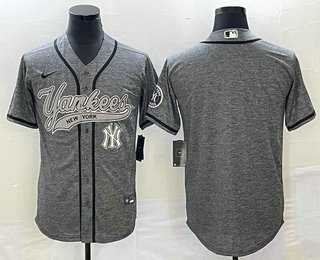 Men%27s New York Yankees Blank Grey Gridiron Cool Base Stitched Baseball Jerseys->new york yankees->MLB Jersey